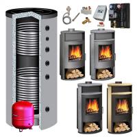 Kaminofen wasserführend Justus Island Aqua 10 kw 4 Farben + Pufferspeicher